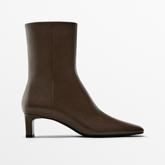 Ботильоны Massimo Dutti Leather Heeled Ankle, коричневый
