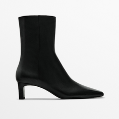 Ботильоны Massimo Dutti Leather Heeled Ankle, черный