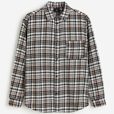 Рубашка H&amp;M Plaid Loose Fit Flannel, черный/коричневый H&M
