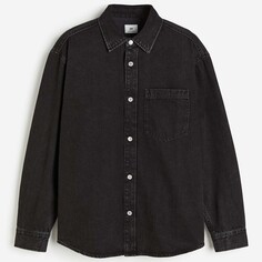 Куртка-рубашка H&amp;M Regular Fit Denim, черный H&M