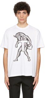 Белая большая футболка с надписью Mythical Alphabet Burberry