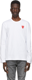 Белая многослойная футболка с длинным рукавом и двойным сердечком Comme des Garçons Play