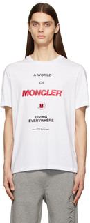 Белая футболка с надписью Living Everywhere Moncler