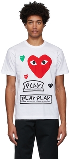 Бело-красная футболка с логотипом Comme des Garçons Play