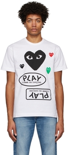 Бело-черная футболка с логотипом Comme des Garçons Play