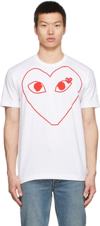 Белая футболка с контурным сердечком Comme des Garçons Play