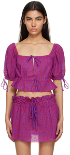 Пурпурная укороченная блузка GANNI