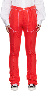 Красно-розовые брюки для отдыха с необработанными краями Edward Cuming