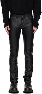 Черные кожаные брюки прямого кроя ALTU