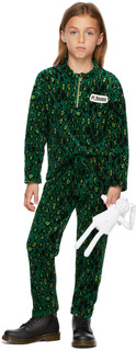 Детские зеленые велюровые брюки с леопардовым принтом Mini Rodini