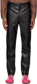 Черные брюки из искусственной кожи со вставками Eckhaus Latta