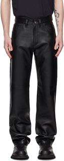 Черные кожаные брюки со вставками ALTU