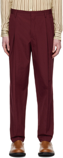 Бордовые брюки со складками Dries Van Noten