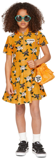 Детское желтое велюровое платье с розой Mini Rodini