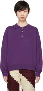 Фиолетовая кашемировая футболка-поло Bode