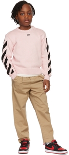 Детский розовый свитер с печатью Off-White