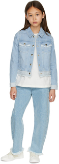 Детская синяя джинсовая куртка с бахромой Chloé Chloe