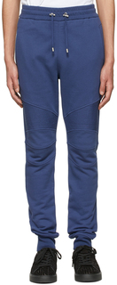 Синие хлопковые брюки для отдыха Balmain