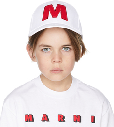 Детская белая кепка с логотипом Marni