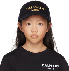 Детская черная кепка с логотипом Balmain
