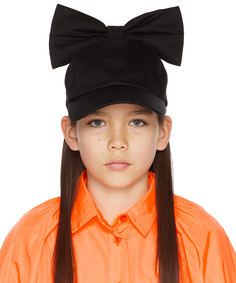 Детская черная кепка с бантом и пуговицами CRLNBSMNS