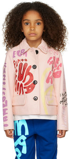 Детская розовая кожаная куртка Marni