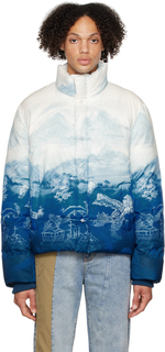 Сине-белая пуховая куртка с рисунком Feng Chen Wang