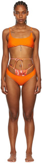 Эксклюзивное бикини SSENSE из переработанного нейлона оранжевого цвета Collina Strada
