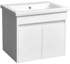 Тумба с раковиной белый глянец/белый матовый 60 см Stella Polar Фаворит SETSP-00000167/UM-COM60/1