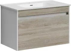 Тумба с раковиной дуб бардолино/белый глянец 81 см Sancos Smart SM80E + CN7005