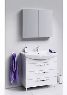 Комплект мебели белый глянец 76,5 см Aqwella Allegro Agr.01.07/3 + 4620008197470 + MC.04.07