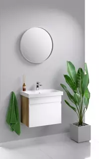 Комплект мебели белый глянец/дуб балтийский 60 см Aqwella Smart SRT0106DB + UMMOD60SL/1 + RM0206W