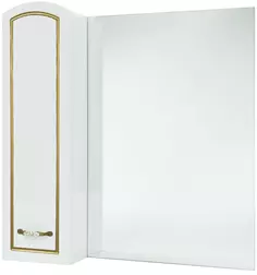 Зеркальный шкаф 68x80 см белый глянец золотая патина L Bellezza Амелия 4610311002387