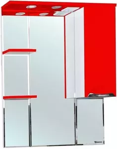 Зеркальный шкаф 75x100 см красный глянец/белый глянец R Bellezza Альфа 4618812001038