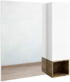 Зеркальный шкаф 77x85 см белый матовый/дуб рустикальный R Sanflor Даллас C04835
