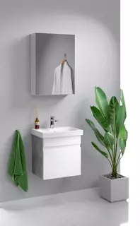 Комплект мебели белый глянец/бетон светлый 49,5 см Aqwella Smart SRT0105BS + UM-MOD50SL/1 + MC.04.05