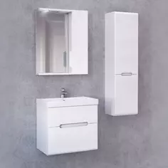 Комплект мебели белый 50 см Jorno Moduo Slim Mod.01.50/P/W + P-UM-MOD5OSL/1 + Mod.03.50/W