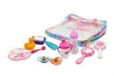 Куклы и одежда для кукол Sharktoys Аксессуары для куклы пупса в сумочке (15 предметов)
