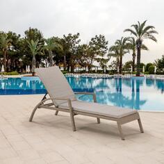 Шезлонг-лежак плетеный A30B2-W56 Light Brown с матрасом Афина Afina