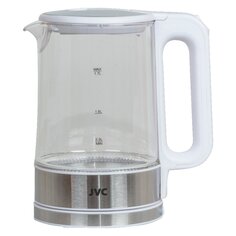 Чайник электрический JVC, JK-KE1520, белый, 1.7 л, 2200 Вт, скрытый нагревательный элемент, стекло, нержавеющая сталь