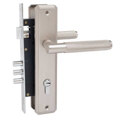 Замок врезной Булат, ЗВ4-3.02.08 ФЕРОНА, 15 003, ручка в комплекте, цилиндровый, перфоключ, матовый никель