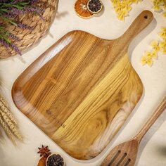 Доска разделочная бамбук, 43х29х2 см, с ручкой, прямоугольная, Daniks, CB42743W