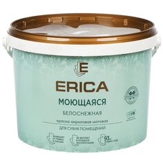 Краска воднодисперсионная, Erica, акриловая, универсальная, моющаяся, влагостойкая, белая, 13 кг