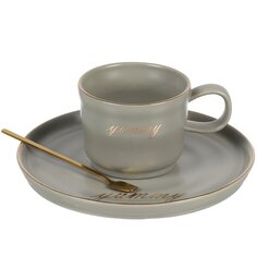Чайная пара керамика, 3 предмета, на 1 персону, 250 мл, Y6-10147, серый с золотым