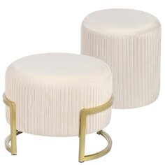 Пуф 31х42х42 см, велюр, до 110 кг, круглый, бежевый, Элит, L030003