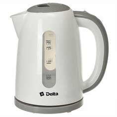 Чайник электрический Delta Lux, DL-1106, серый, 1.7 л, 2200 Вт, скрытый нагревательный элемент, пластик