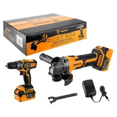 Дрель-шуруповерт аккумуляторный, Deko, DKCD20, 20 В, 10мм, 2 скорости, 4Ач, УШМ ДЕКО