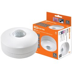 Датчик движения потолочный, 1200 Вт, 10-900 с, 6 м, 120°, 360 °, IP33, 3+ лк, TDM Electric, ДДП-03, SQ0324-0018