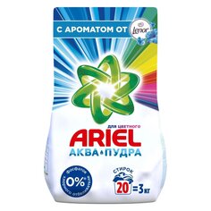 Стиральный порошок Ariel, 3 кг, автомат, для цветного белья, Ленор Эффект Воздушная свежесть