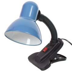 Светильник настольный на прищепке, E27, 60 Вт, черный, абажур синий, Lofter, 108B-blu/270783